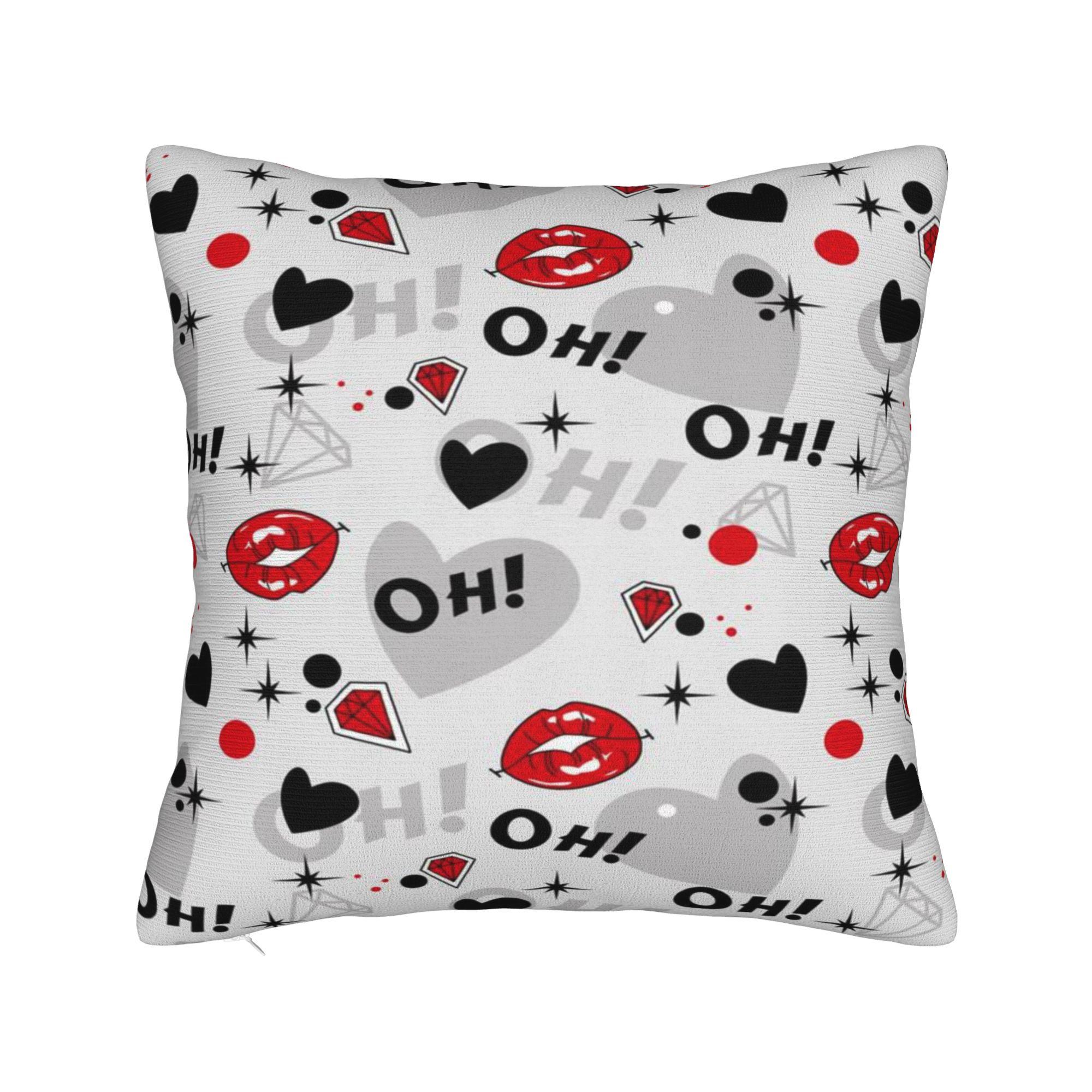 Love kiss Red lips print  Printed Pillowcases Cushion Cover  Pillow Covers Warm Seat Decorations Square Multiple Sizes 30cmx30cm