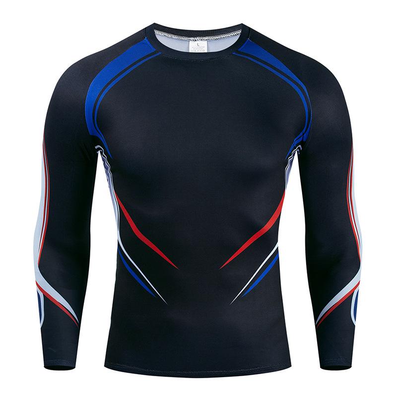 Herren Langarm Kompressionssportshirt - Elastisch, Atmungsaktiv, für Basketball, Laufen, Fitness.