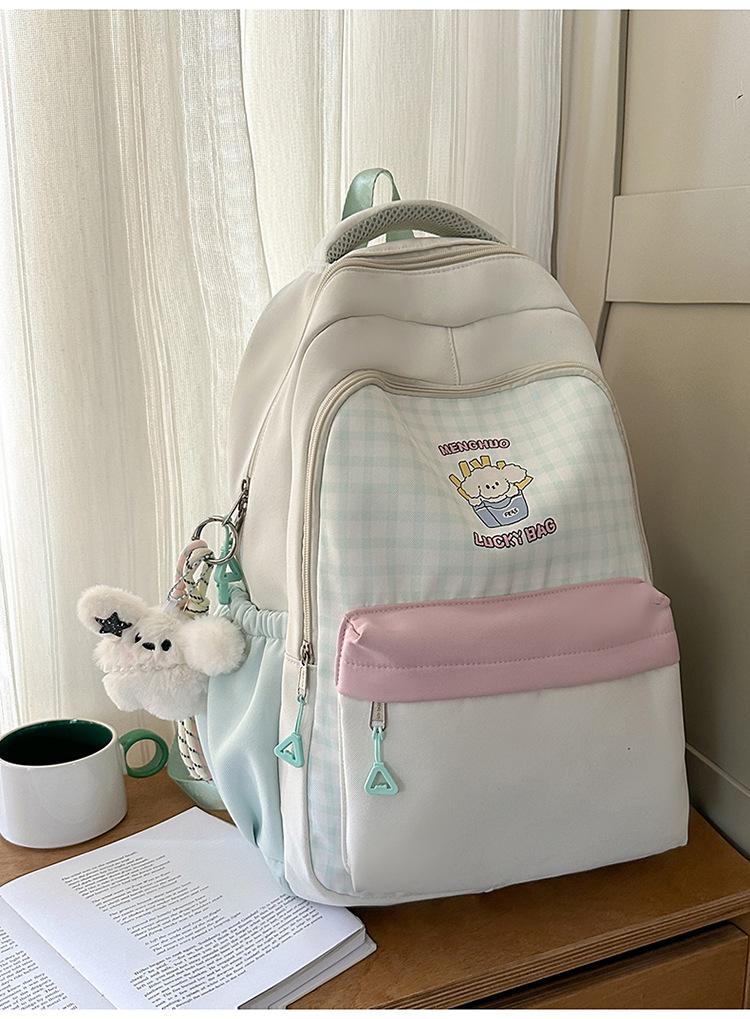 Schoolbag Foreign Soft Girl Girl Backpack Ins Japanese Cute Primary School Schoolbag Travel Plaid Cartoon Backpack