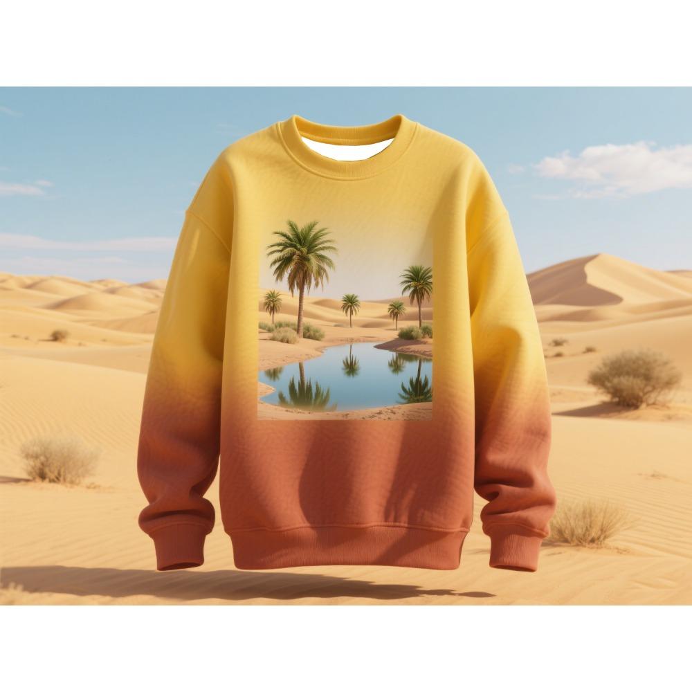 

Женский свитшот с круглым вырезом и принтом пейзажа, повседневный мягкий пуловер, удобный уличный стиль, модный топ, уютная одежда для отдыха S