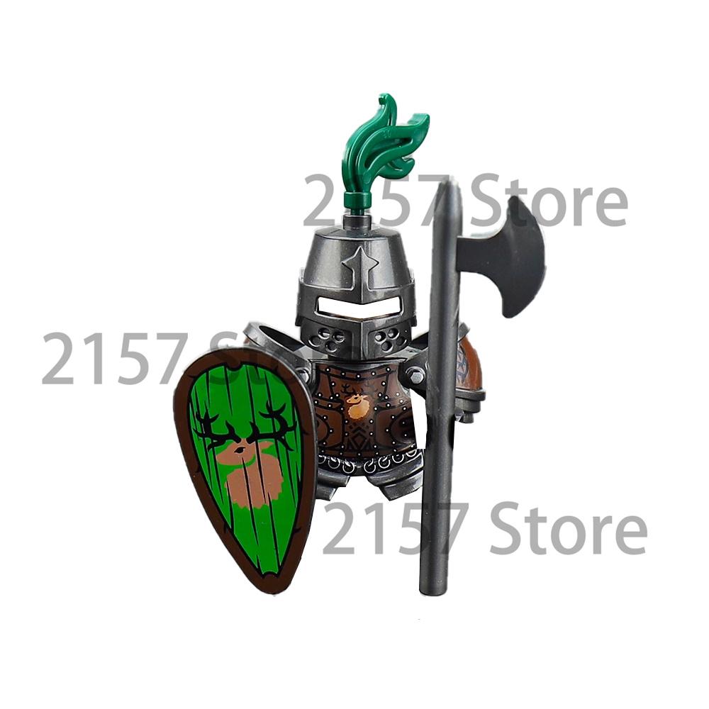 Medieval Castle Soldier Action Figures Building Block Dragon Anime Knight Accessory Warhorse Militia Helmet Shield Toy Gift S015
