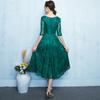 Evening Dress New Fashion Thin Mid-sleeved Bridesmaid Dress Medium and Long Thin Dress Korean