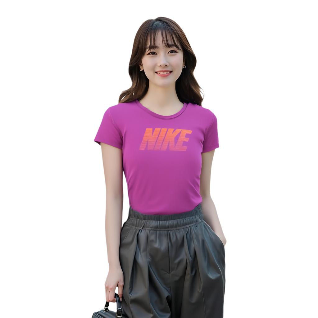 Nike Dri Fit Schnelltrocknend Atmungsaktiv Lässig Slim Fit Kurzarm T-Shirt Damen T-Shirts Lila 725748-556