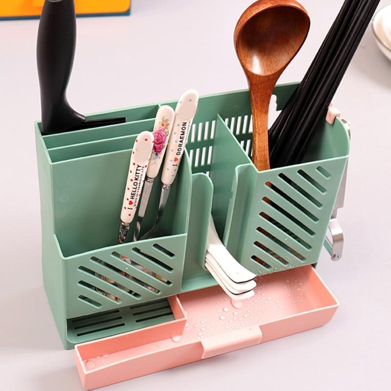 Chopsticks Tube Kitchen Tableware Rack Knife Rack Integrated Household Multi-functional Drain Chopsticks Cage Wall Box