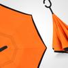 Double Reverse Umbrella Fiber Waterproof Light Weight Inverted Umbrella with C Shaped Handle Orange