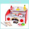 Wooden Kitchen Simulation Stove Kitchenware And Barbecue Grill Model Kid Toy