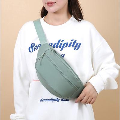 Fashion Solid Color Waist Bag Waterproof Double Layer Chest Bag Double Pocket Shoulder Bag Travel