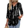 Women's Casual Plaid Print V-Neck Three-Quarter Sleeve Blouse for Everyday Wear