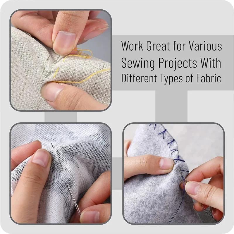 Ensemble d'Aiguilles à Coudre à la Main en Acier Inoxydable Robuste avec Aiguilles à Broder à Œillet Large - Tailles Assorties pour Travail à l'Aiguille, Couture