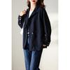 trench coat short small suit, spring and autumn new coat, women's spring suit navy blue top