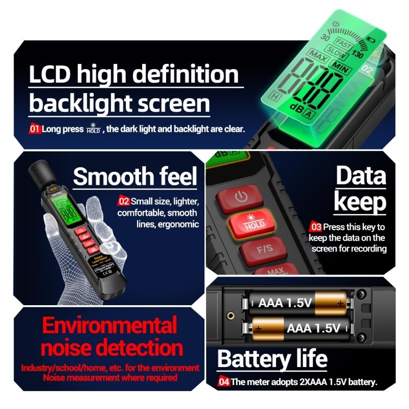 Easy Carry  Sound Level Meter High Precisions Decibel Tester for Accurate Noise Measurement in homes  & Office environment 