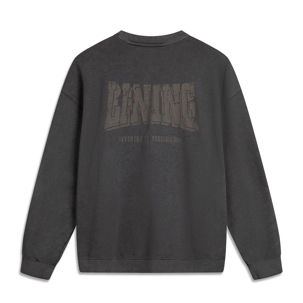 Li Ning Sports Lifestyle Series Casual Retro Letter Print Simple Versatile Round Neck Loose Comfortable Sweatshirt Unisex Sweatshirt AWDVC11-1