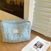 Flower Pattern Women Makeup Bag Cosmetic Bags Quilted Cotton Soft Makeup Case Pouch Zipper Large Travel Wash Pouch