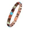 Adjustable Vintage Copper Turquoise Bracelet Men Women Anti-Fatigue Alloy With Square Design Polished Finish