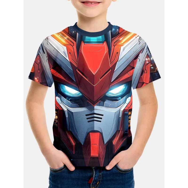 Soft Comfortable Children's Summer Round Neck Short Sleeved T-shirt Creative Color Fashionable Cool Printed Boy's T-shirt