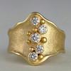 Vintage Gold Color Inlaid White CZ Women's Ring Geometry Daily Wear Party Jewelry