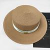 Elegant Straw Woven Hat Breathable Women's Sun Hat Simple Beach Flat Top Hat  Ladies