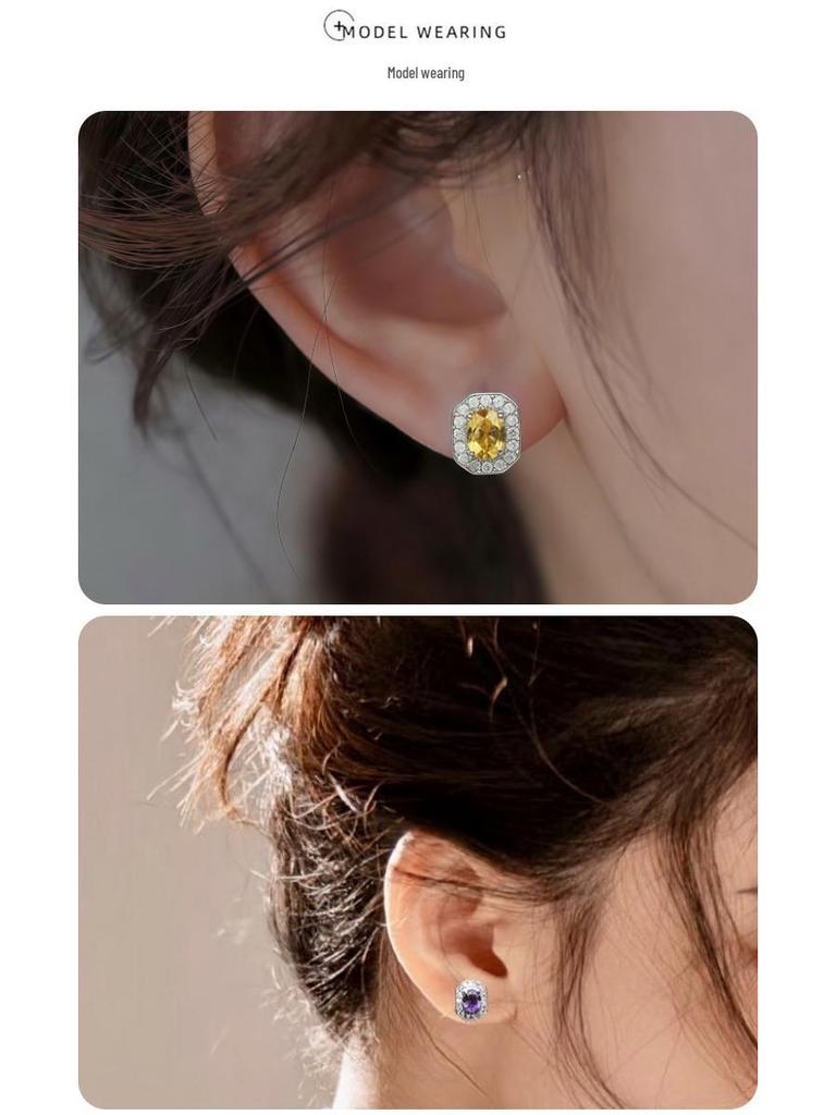 Square Sugar Series Luxury S925 Silver Needle Stud Earrings for Women