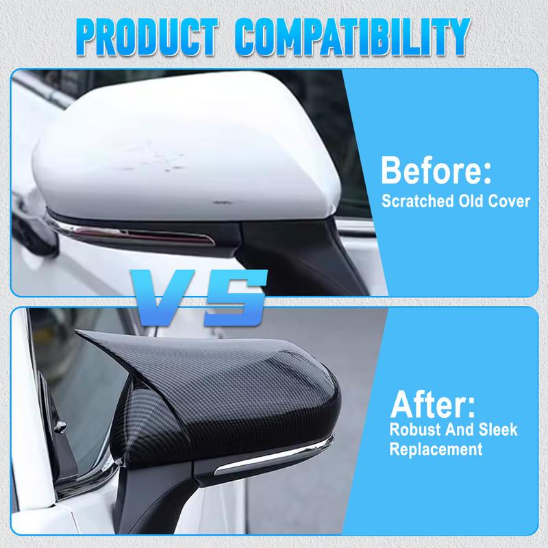 2X Rearview Mirror Cover Side Door Wing Mirror Cap Trim for Toyota Camry 9th 2024 2025 2026 ABS Glossy/Carbon Fiber Black