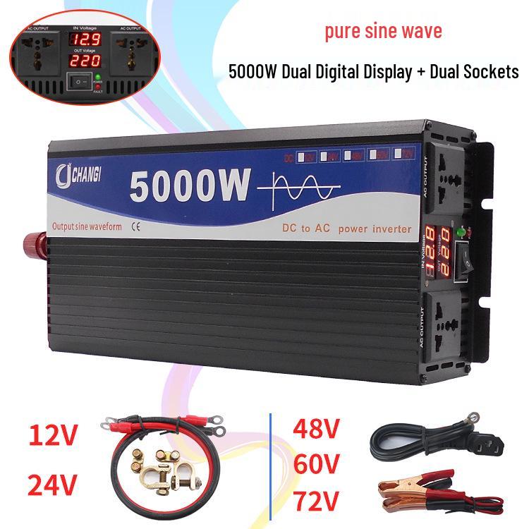 Multi-Voltage Pure Sine Wave Inverter for Solar, Car, and Home Use (12V to 72V Input, 110V/220V Output)