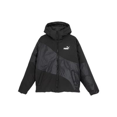 Ig Cat Kapuzen-Daunen-Pufferjacke Colorblock Lässig Locker Geschnitten Herrenjacke Schwarz 622148-01