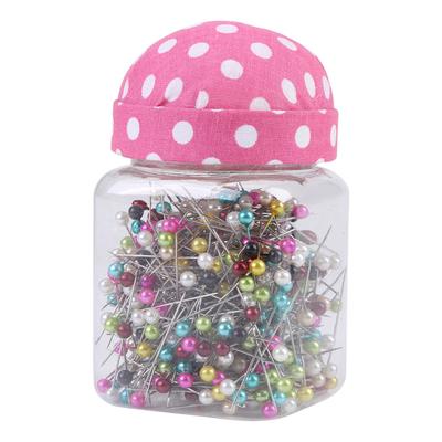 500Pcs Beads Needles Quilting Pins In Pink Fabric Covered Pin Cushion Bottle Sewing Craft