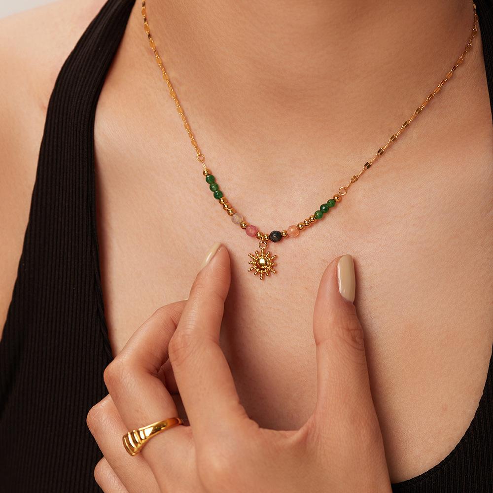 New Simple Metal Imitation Pearl Beaded Pendant Necklace Moon Metal Link Splicing Choker for Women Ladies Jewelry Wedding Gifts