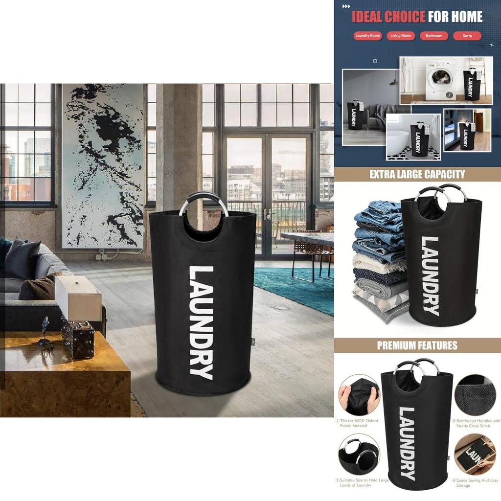 Chic Black Collapsible Laundry Hamper With Generous Size For Effective Clutter Control