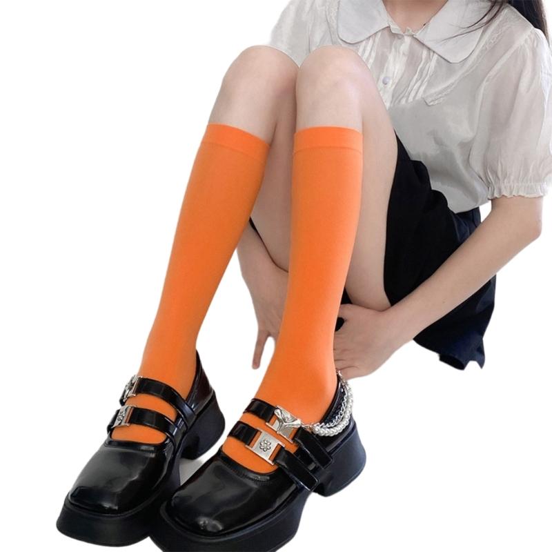 Colorful Calf Socks Velvets Knee High Stockings Lightweight Breathable Knee High Socks Student Girls Middle Tube Socks