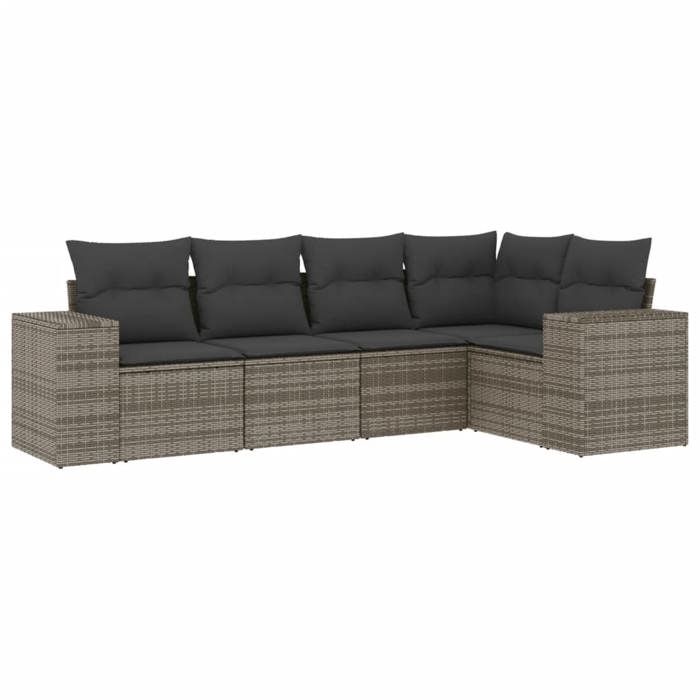 VidaXL Garden Lounge Set with Cushions 5 Pcs, Patio Sofas, Patio Furniture Set, Outdoor Furniture, Grey 3222529