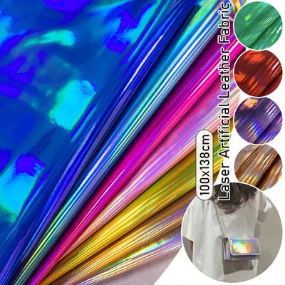 100x138cm PU/TPU/PVC Symphony lāzera ādas audums, apdrukāts spogulis mākslīgā āda mākslīgā āda, kas paredzēta DIY bagāžas somas materiālam