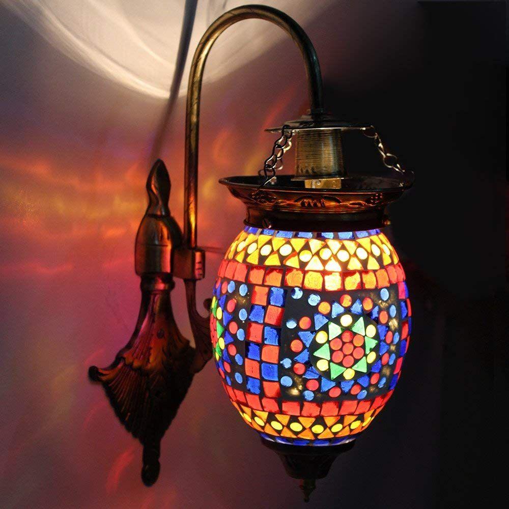 'Flower Bud' Shape Glass Wall Lamp for Living & Home Decoration Lamp (Multicolour for Home Bar Restaurant Cafe Decoration, Bulb Not Included)