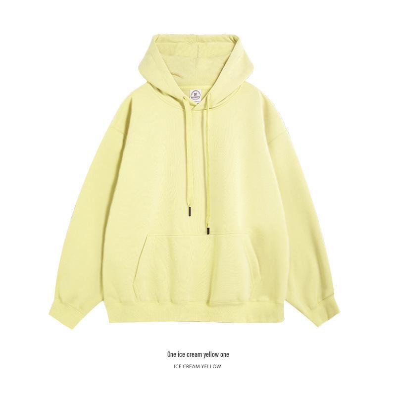 Unisex Drop Shoulder Solid Color Hoodie Pullover - Spring & Autumn Long Sleeve Sweatshirt