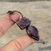 Afrikanischer Amethyst Rohanhänger Elektrogeformter Kupferanhänger Rosa Turmalin Anhänger Edelsteinschmuck als Geschenk Handgemachter Elektroformschmuck