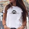 Women T-shirts Love Trend Style Dog Paw Cartoon Animal Pet 90s Summer Graphic Print Female Stylish T Top Shirt Girl Tee T-Shirt