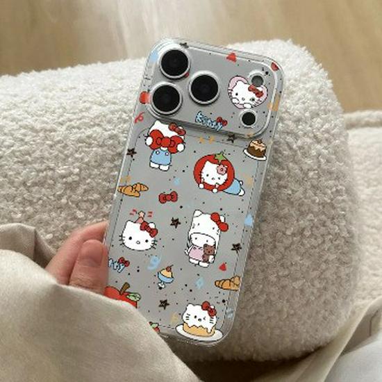 Full-Screen KT Cat Space Shell for Apple: Transparent, Drop-Proof Case for iPhone 17 Pro Max, 16, 15, 14/13, 12 Pro