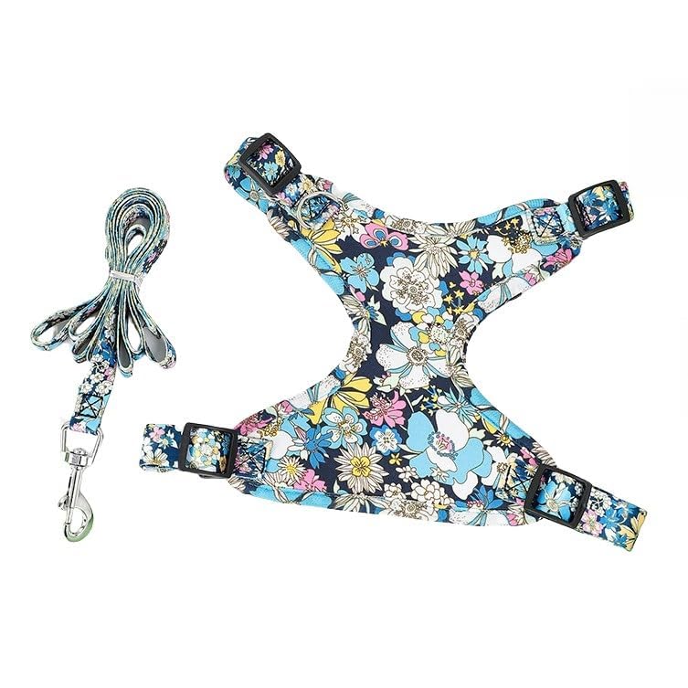 Pet Supplies Printed Dog Harness Tote Bag Canvas Breathable Dog Lead Printed Dog Lead Harness Small Dog Cute Small Medium Dog Pet Harness (blue, S)