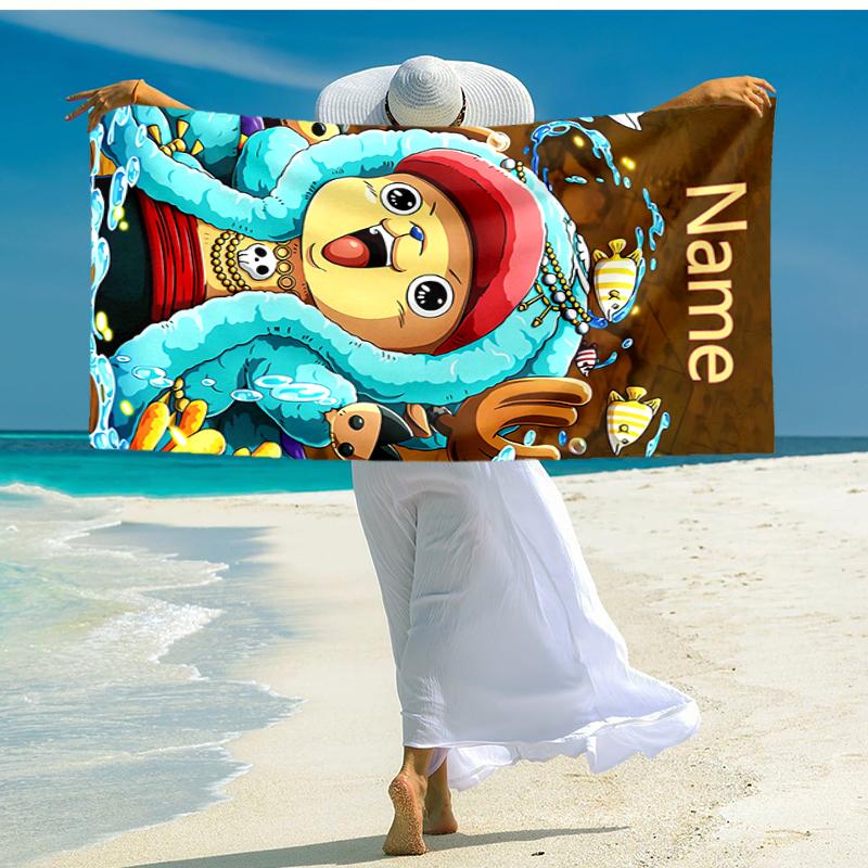 Personalized customized proof beach towel with One Piece Chopper pattern - soft, absorbent,quick-drying,perfect swimming,camping&bathing