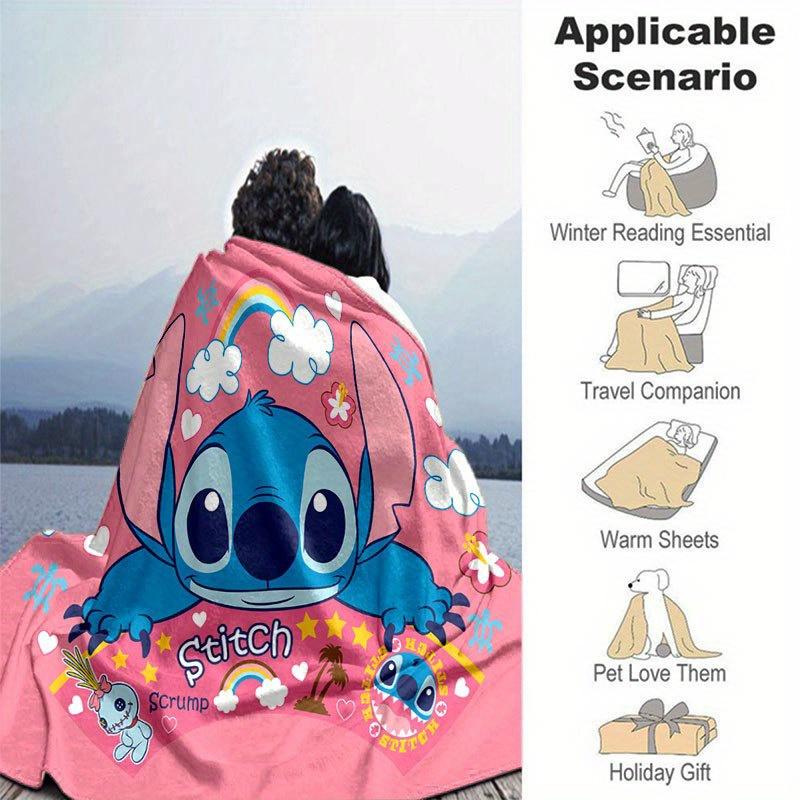 Lilo & Stitch Design Throw Blanket Soft Polyester Fabric for Office Chair or Sofa Ideal for Birthday, Halloween, Christmas Gifts