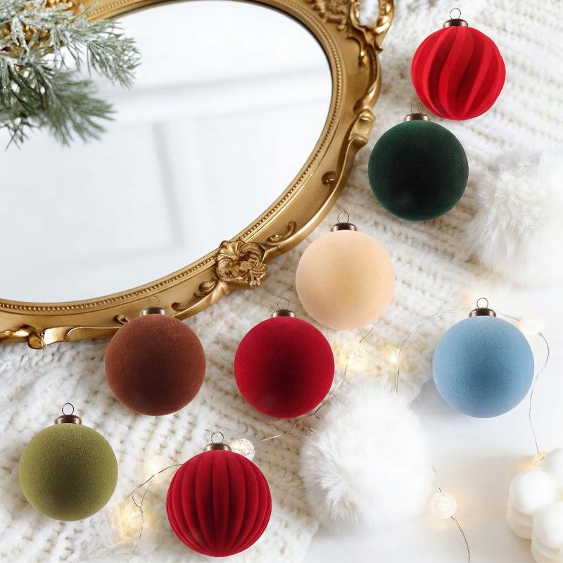Festive Christmas Tree Ornaments: Colored Balls and Charms for a Magical Holiday Scene