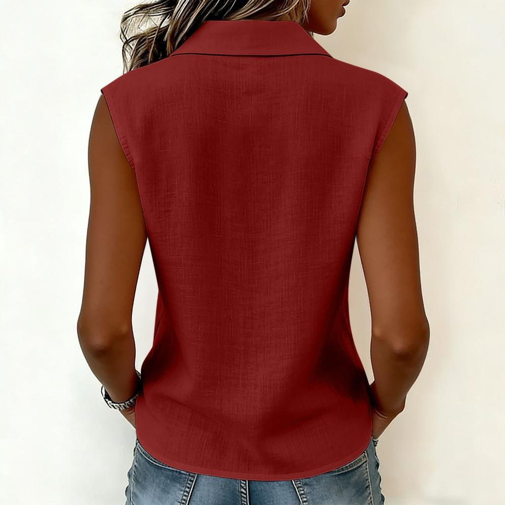 Women Elegant Commuter Sleeveless Button Cardigan Top, Fashion Blouse for Summer