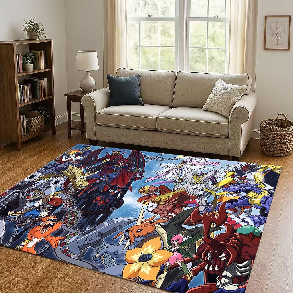 Angewomon Cartoon Digimon Adventure Living Room Non Slip Area Rug Soft Carpet for Bedroom Sofa,Easy Clean Home Doormat Playmat