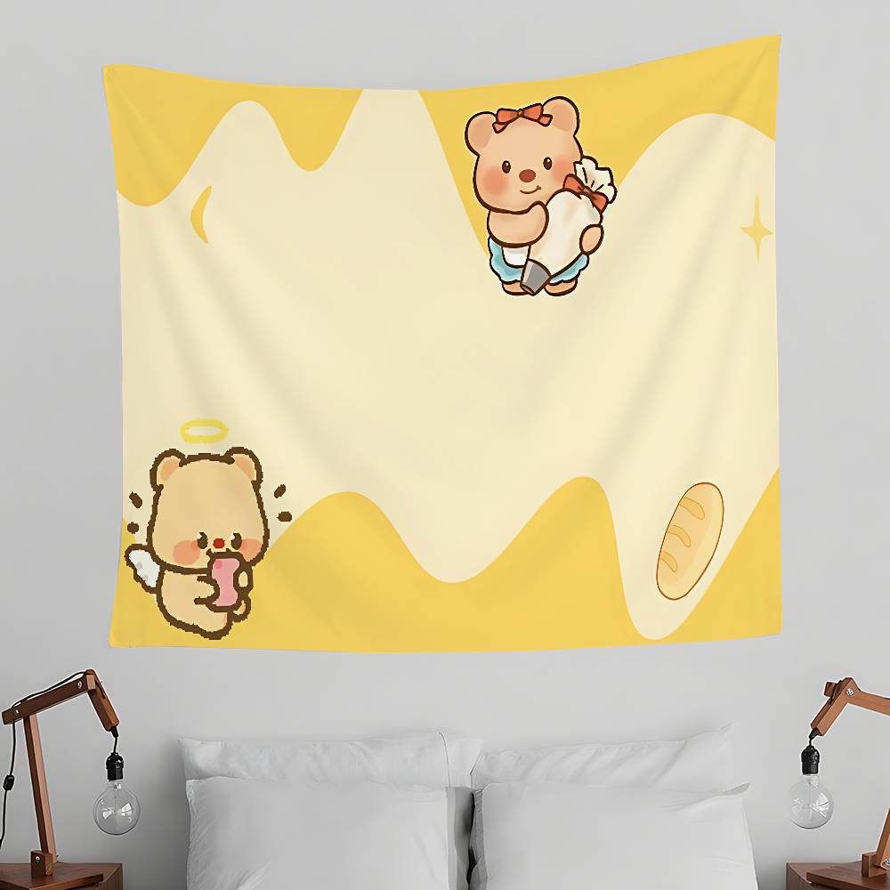 BButter BBear Cute Tapestry Wall Hanging Tapestry Art Deco Blanket Curtain Hanging At Home Bedroom Living Room Decor