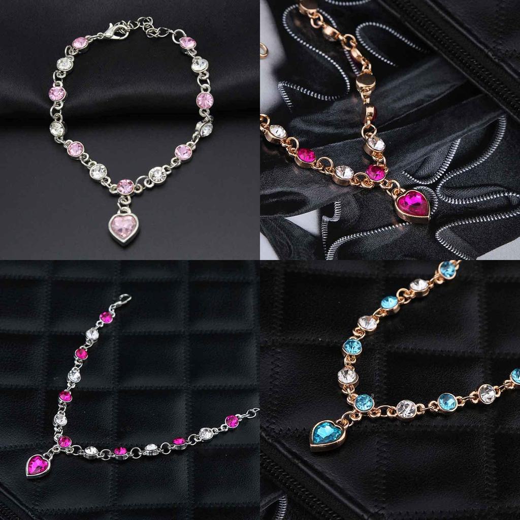 Exquisite Hottest Womens Ladies Crystal Rhinestone Bangle Ocean Blue Bracelet Chain Heart For Elegant Style