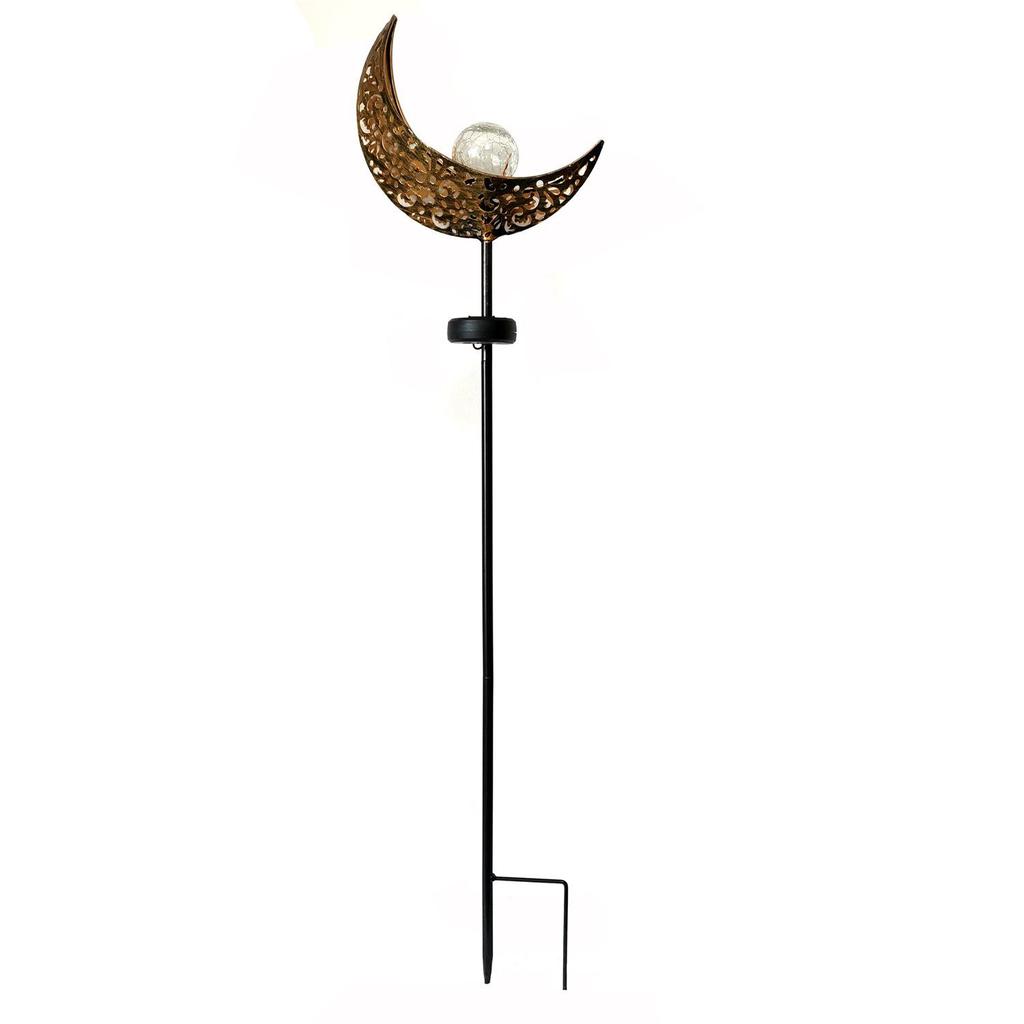 Solar Wrought Iron LED Flame Moon Landscape Lights for Outdoor Courtyards and Villas
