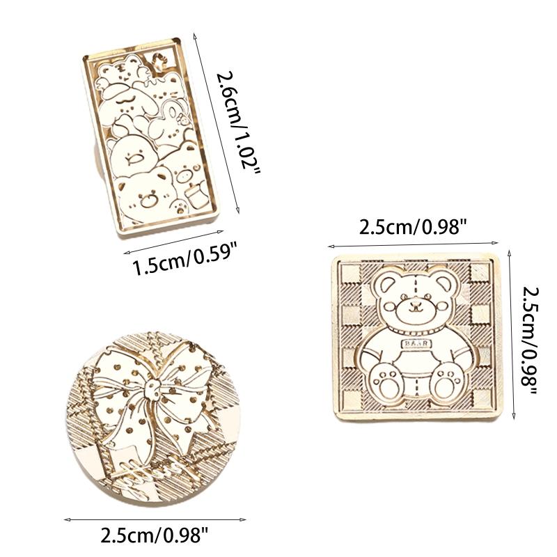 Cartoon Wax Stamp Replacement Head 11 Designs Round/Square/Rectangular for DIY Scrapbooking Card Making Sealing Envelope