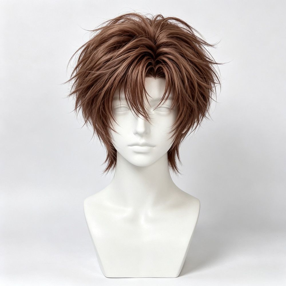 He Weis Anime-inspirierte kurze gerade Perücke: Vollkopf-Stil für alltägliche Auftritte und Fotoshootings
