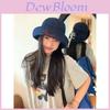 Denim Letter Embroidered Fisherman Hat With Sunshade For Summer Casual Wear