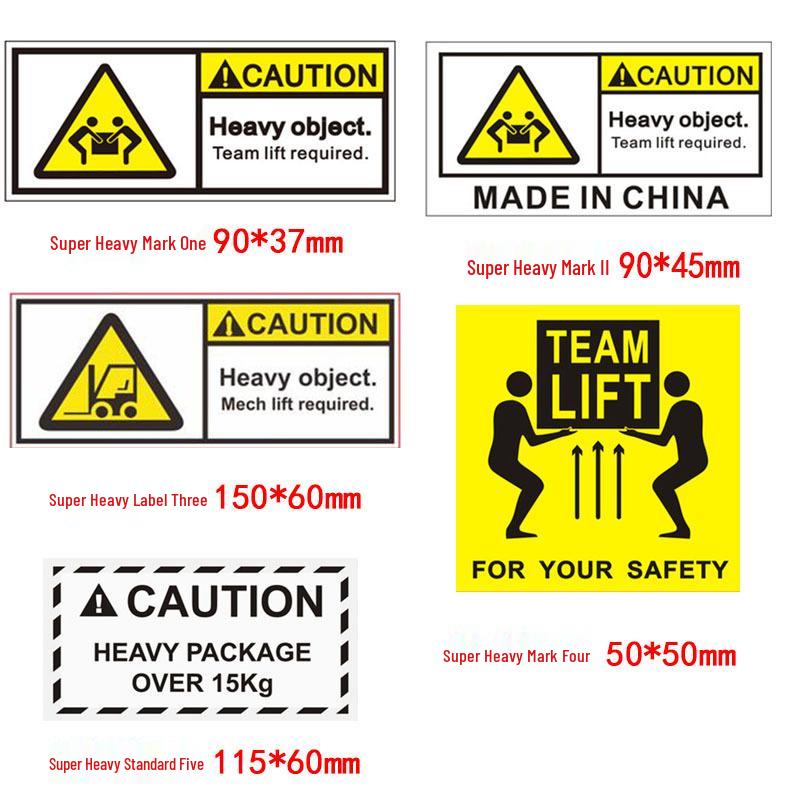 Heavy Package Warning & Team Lift Sticker Set