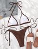 Kvinners badedrakt Triangle Cup Back Tie Backless Sexy Bikini Sett Lav midje Side Tie